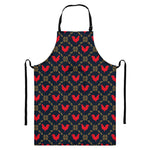 Red Rooster Pattern Print Bib Apron With Pocket