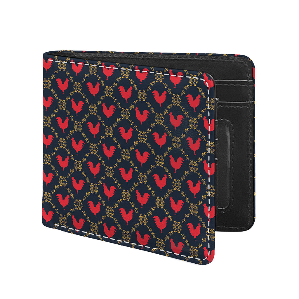 Red Rooster Pattern Print Bifold Wallet
