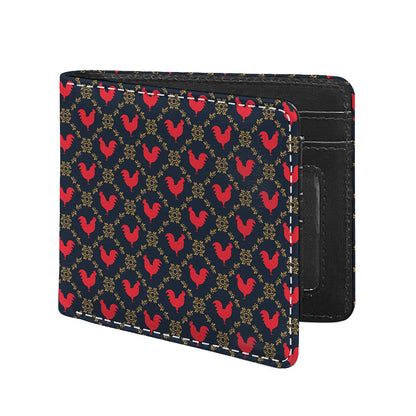 Red Rooster Pattern Print Bifold Wallet
