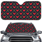 Red Rooster Pattern Print Car Windshield Sun Shade