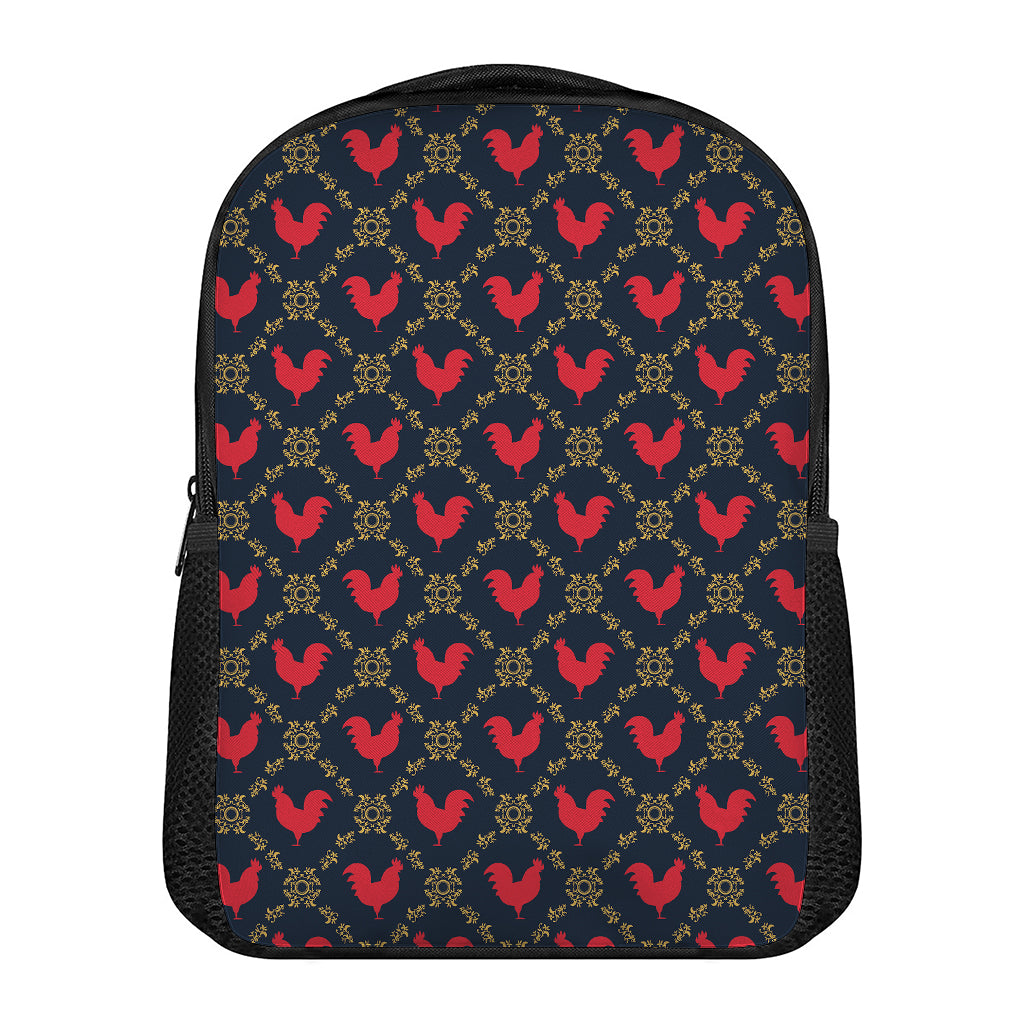 Red Rooster Pattern Print Casual Backpack