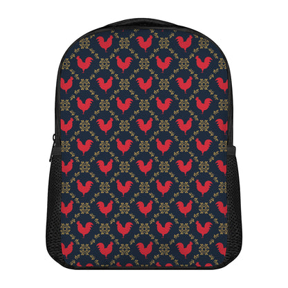 Red Rooster Pattern Print Casual Backpack