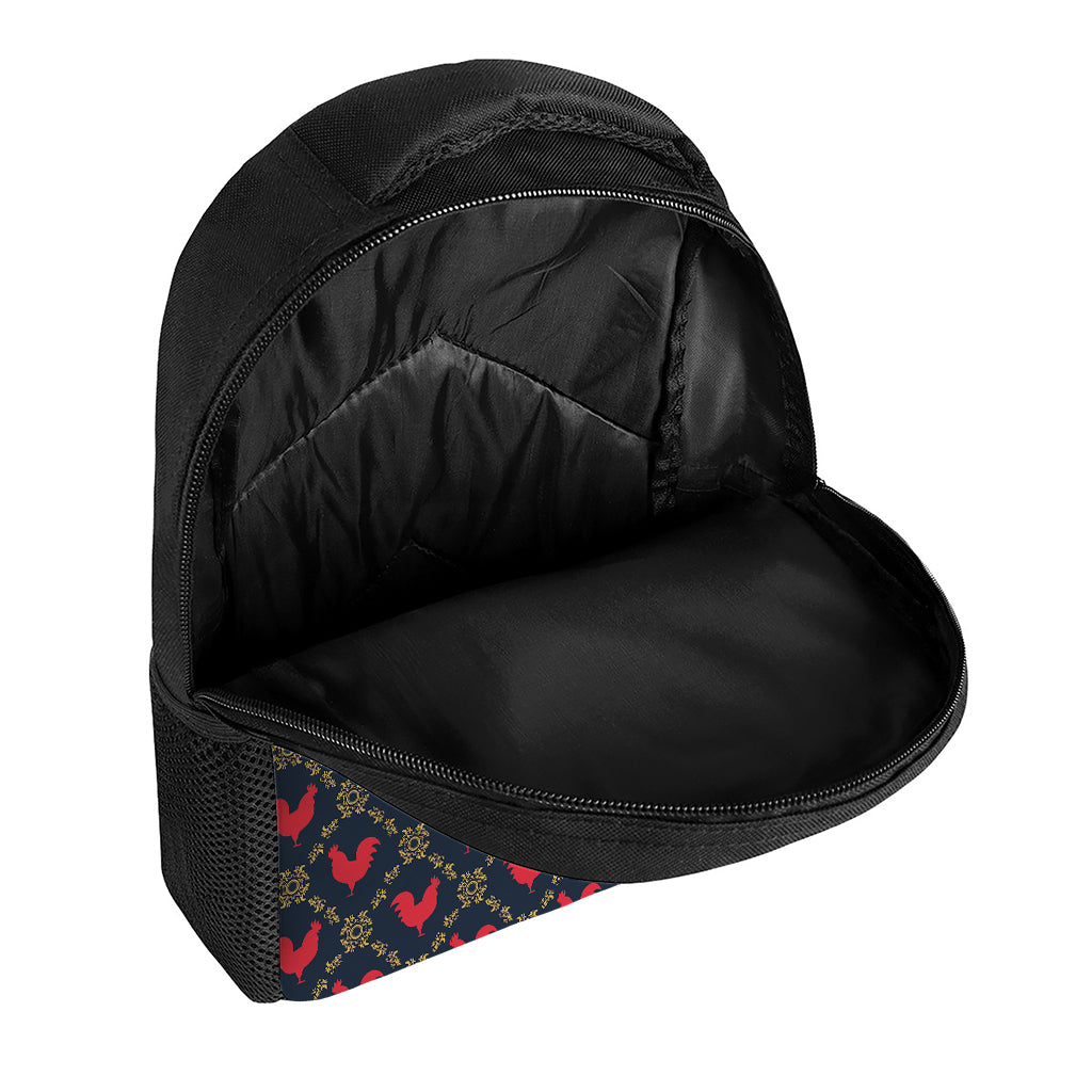 Red Rooster Pattern Print Casual Backpack