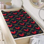 Red Rooster Pattern Print Changing Pad Cover
