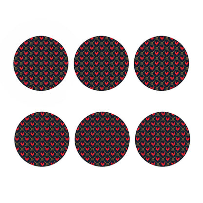 Red Rooster Pattern Print Coaster Set