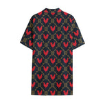 Red Rooster Pattern Print Cotton Hawaiian Shirt