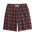 Red Rooster Pattern Print Cotton Shorts