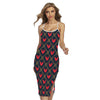 Red Rooster Pattern Print Cross Back Cami Dress