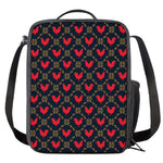 Red Rooster Pattern Print Crossbody Lunch Bag