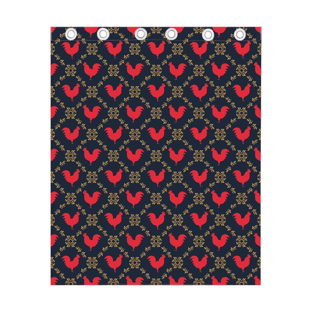 Red Rooster Pattern Print Curtain