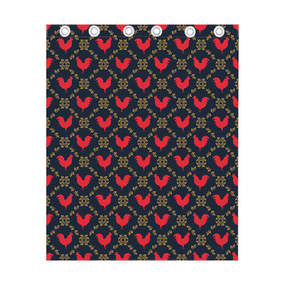 Red Rooster Pattern Print Curtain