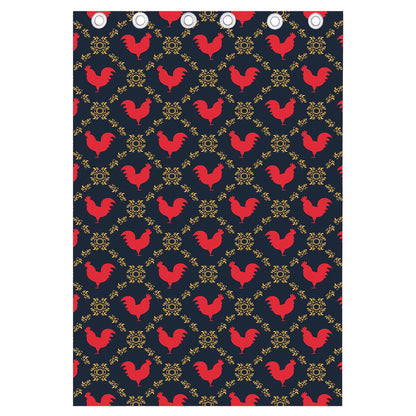 Red Rooster Pattern Print Curtain