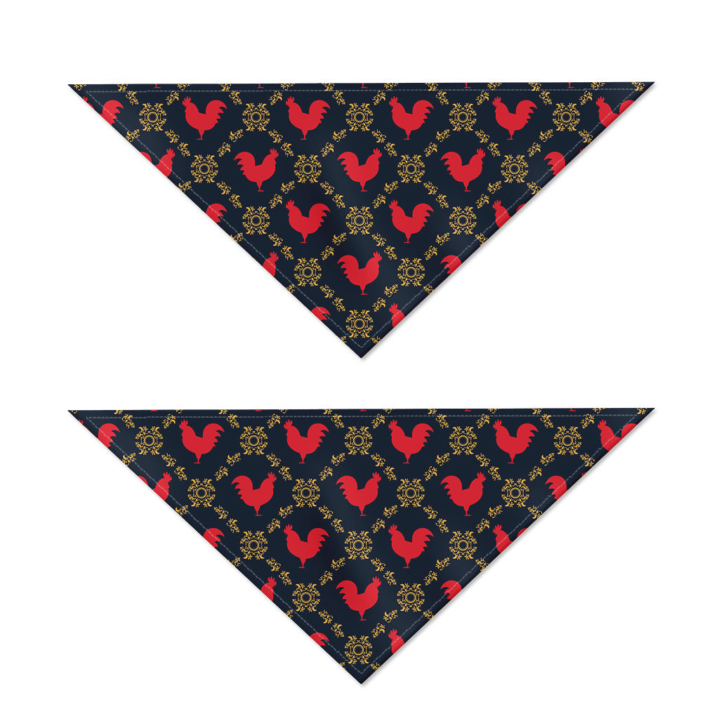 Red Rooster Pattern Print Dog Bandana