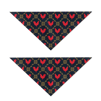 Red Rooster Pattern Print Dog Bandana
