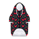 Red Rooster Pattern Print Dog Zip Up Hoodie