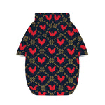 Red Rooster Pattern Print Dog Zip Up Hoodie