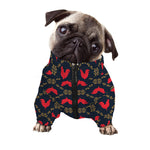 Red Rooster Pattern Print Dog Zip Up Jacket