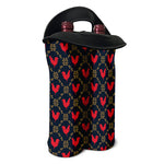 Red Rooster Pattern Print Double Neoprene Wine Tote