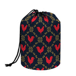 Red Rooster Pattern Print Drawstring Makeup Bag