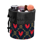 Red Rooster Pattern Print Drawstring Makeup Bag