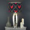 Red Rooster Pattern Print Drum Lamp Shade