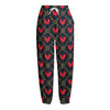 Red Rooster Pattern Print Fleece Lined Knit Pants