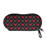 Red Rooster Pattern Print Glasses Case