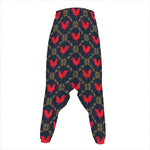 Red Rooster Pattern Print Hammer Pants