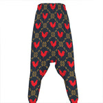 Red Rooster Pattern Print Hammer Pants