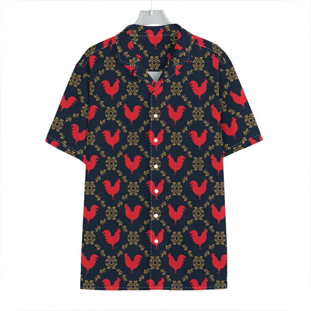 Red Rooster Pattern Print Hawaiian Shirt