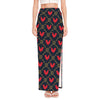 Red Rooster Pattern Print High Slit Maxi Skirt