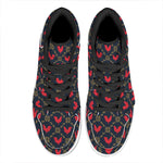 Red Rooster Pattern Print High Top Leather Sneakers