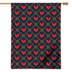 Red Rooster Pattern Print House Flag