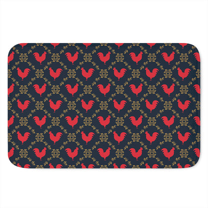 Red Rooster Pattern Print Indoor Door Mat
