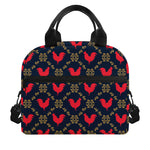 Red Rooster Pattern Print Insulated Lunch Bag