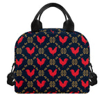 Red Rooster Pattern Print Insulated Lunch Bag