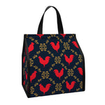 Red Rooster Pattern Print Insulated Lunch Tote