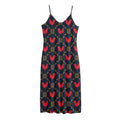 Red Rooster Pattern Print Jersey Midi Cami Dress