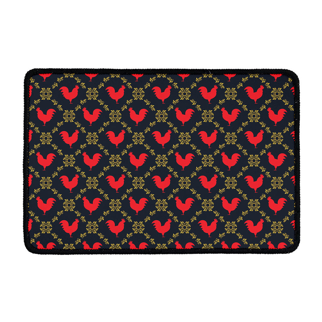 Red Rooster Pattern Print Kitchen Mat