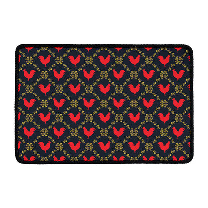 Red Rooster Pattern Print Kitchen Mat