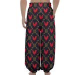 Red Rooster Pattern Print Lantern Pants