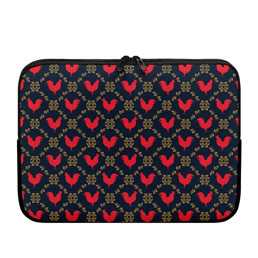 Red Rooster Pattern Print Laptop Sleeve