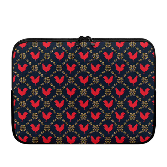 Red Rooster Pattern Print Laptop Sleeve