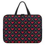 Red Rooster Pattern Print Laptop Sleeve With Handle