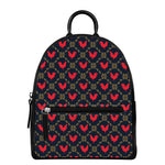 Red Rooster Pattern Print Leather Backpack