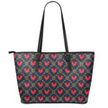 Red Rooster Pattern Print Leather Tote Bag With Zipper
