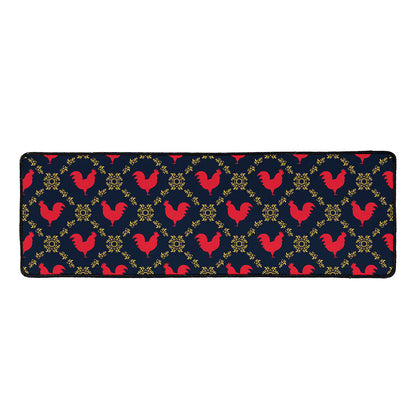 Red Rooster Pattern Print Long Kitchen Mat