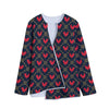 Red Rooster Pattern Print Long Sleeve Short Coat