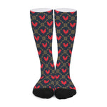 Red Rooster Pattern Print Long Socks