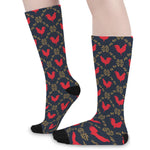 Red Rooster Pattern Print Long Socks